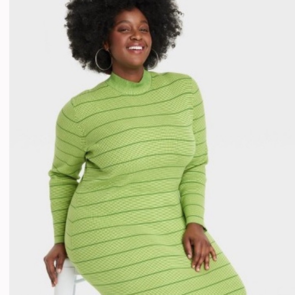 Green Striped Knit Dress Nwt — image 6 of 8